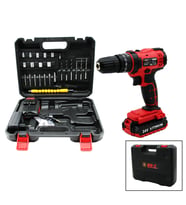 Kırmızı Renk Şarjlı Matkap Seti - 1350 RPM - Çantalı - 24W