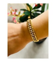 XUPING 14K ÜÇ SIRALI, ORTASI TAŞLI BİLEKLİK 17+2CM ACR9882
