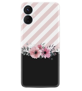 Tecno Spark 9T Kılıf Resimli Desenli Baskılı Silikon Strip Pink Flowers 1396