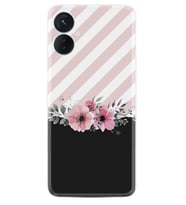 Tecno Spark 9T Kılıf Resimli Desenli Baskılı Silikon Strip Pink Flowers 1396