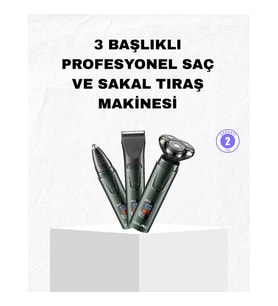 Mey İthalat® Şarjlı ve Kablosuz 3 Başlıklı Profesyonel Bakım Seti – Saç, Sakal, Burun ve Kulak Düzel
