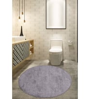 Nova Gri Yuvarlak 160x160 cm Büyük Ebat Banyo Halısı Kaymaz Tabanlı Yıkanabilir
