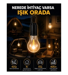 Mey İthalat® Akıllı Sensörlü USB Şarjlı Kamp Lambası