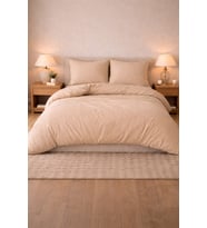 More Home Çift Kişilik Nevresim Takımı Lastikli Çarşaf  Koyu Bej