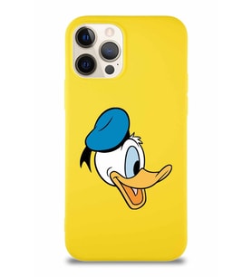 Apple iPhone 12 Pro Soft Premier Kapak Donald Duck-F Tasarımlı Silikon Kılıf - Sarı (Şeffaf)