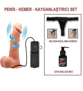 LilituShop 20 cm Kumandalı Belden Bağlamalı 360° Oynar Başlı Titreşimli Vibratör Realistik Penis Dildo