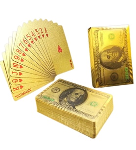 Schulzz BossVegas Dolar Şeklinde Su Geçirmez PVC Altın İskambil Kartı Seti