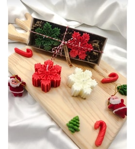 Zeylinart Dekoratif Kar Tanesi Kokulu Mum 2 li (Beyaz-Kırmızı) (Beyaz - Kırmızı)