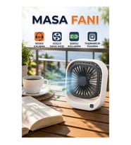 Taşınabilir Şarjlı Masa Fanı – Sessiz Çalışma ve Güçlü Hava Akışı