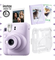 Instax mini 12 Lila Fotoğraf Makinesi-10'lu Film-Mini Albüm ve Şeffaf Kılıf Seti