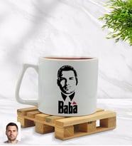 BK Gift Kişiye Özel Baba Godfather Silüet Tasarımlı Middle Beyaz Kupa Bardak Model 13