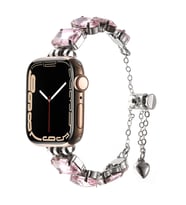 Apple Watch 40mm Kordon Renkli Taşlı Tasarımlı İnce Şık Kordon 115 (Rose)
