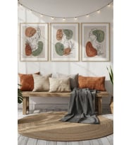 Kadın Silüeti 3’lü Minimalist Ahşap Çerçeveli Tablo Seti - Modern Dekor