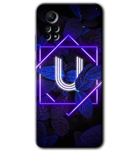 Redmi Note 12 Pro 4G Kılıf HD Desen Baskılı Kılıf - Dark Neon Yaprak U Harfi