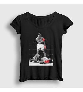 Presmono Kadın Siyah Ring Boxing Boks Muhammed Ali T-Shirt 315931tt