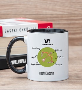 Kişiye Özel Yay Burcuna Hediye Siyah Kupa Bardak
