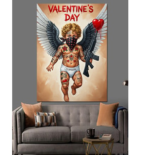 Valentine'S Day Melek İllüstrasyon Dekoratif Kanvas - Mdf Ahşap Tablo