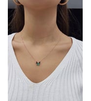 Kelebek Lazer Mineli Minimal Kolye (Karışık)
