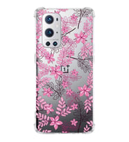 PrintiFy OnePlus 9 Pro Uyumlu Köşe Korumalı Floral Pembe Tasarımlı Şeffaf Silikon Kılıf