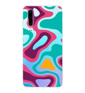 PrintiFy Huawei P30 Uyumlu Kamera Korumalı Renkli Desen Tasarımlı Şeffaf Silikon Kılıf