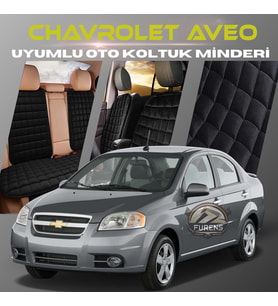 Chevrolet Aveo Siyah Renk Tay Tüyü Cepli & Terletmez Sırtlı Oto Koltuk Minder Seti - Koltuk Koruma Kılıfı (ÖN & ARKA TAM SET)