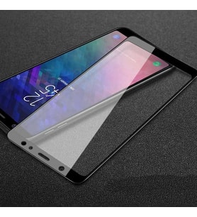 Samsung Galaxy A6 2018 Uyumlu Zore Kenarları Kırılmaya Dayanıklı Cam Ekran Koruyucu (Siyah)