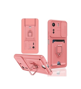 Xiaomi Redmi 13c Kılıf Zuma Kartvizitli Yüzüklü Silikon - Pembe