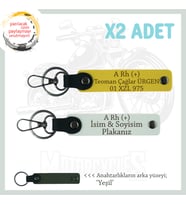 Sürücülere Özel, İsim, Plaka ve A Rh (+) Kan Grubu, Kişiselleştirilmiş x2 Anahtarlık, Sarı-Beyaz-Ysl