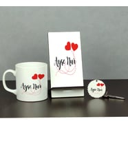 Kalpli İsme Özel Üçlü Set (Kupa + Telefon Standı + Anahtarlık)