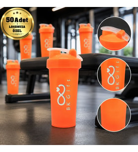 Logonuza Özel 50 Adet S100 650 ml Shaker Beyaz Kapaklı Sporcu Suluk Kurumsal