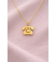 Kişiye Özel 925 Ayar Gümüş Nostaljik Ev Telefonu Figürlü Kolye (Gold)