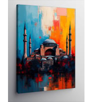 Kanvas Tablo Renkli İstanbul Silüeti Ve Camiler
