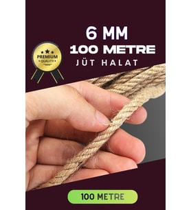 6 MM 100 Metre Jüt Halat Dekoratif Hasır İp Urgan Süs