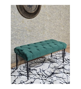 Siyah Boyalı Tel Ayaklı 90 cm Puf Bench - Puf - Bench - Kasalı Oturak - Oturak - Yatak Ucu Puf Yeşil Renk 90 x 41 Boyut/Ebat (Çok Renkli)