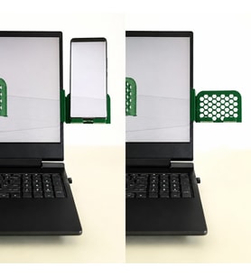 3D Baskı Monitor Telefon Tutucu - Petek Desenli Laptop Kenar Telefon Tutucu-Yeşil