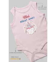 Mini Nöbet Amiri Baskılı Bebek Zıbını – Çıtçıtlı Body  %100 Pamuk Sıfır Kol (Bebek Pembesi)