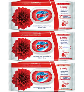Bingo Clean Yüzey Temizlik Havlusu 96 Yaprak Sevilen Kokular Lovely - Gül (3 Lü Set) 288 Yaprak
