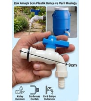 Plastik Bilyali Bahce Musluğu 1/2 Küresel Aç Kapa Musluk Başlığı Bidon Musluğu PVC Musluk 9cm