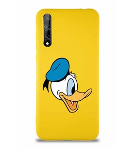 Huawei P Smart S Soft Premier Kapak Donald Duck-F Tasarımlı Silikon Kılıf - Sarı (Şeffaf)