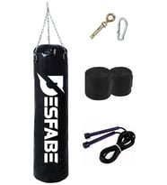 Desfabe Boxing Star 70x25 Cm Zincirli Boks Kum Torbası Siyah+Askı Aparatı+El Bandajı+Atlama İpi