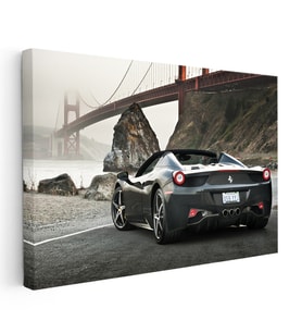 Kanvas Tablo Ferrari 458 Spider Köprü Manzarası Ferrari Tablosu Ev Ofis Duvar Dekoru