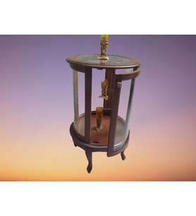 Gümüşlük vitrin 17436 Yuvarlak MODEL Parlak ceviz Kayın Aslan ayak Bombe Cam