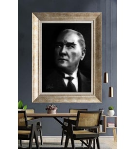 Gümüş Çerçeveli Atatürk Tablo za90