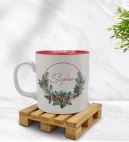 BK Gift Kişiye Özel Çiçek Tasarımlı İçi Kırmızı Renkli Kupa Bardak Model 7