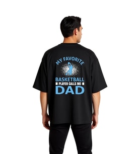 Erkek Oversize Basketbol Baskılı Tişört Oğlum Beni Baba Diyor Yazılı Günlük Rahat Kesim Modern Şık