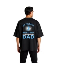 Erkek Oversize Basketbol Baskılı Tişört Oğlum Beni Baba Diyor Yazılı Günlük Rahat Kesim Modern Şık