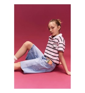 Defacto %100 Pamuk Cınnamoroll Beyaz Kız Çocuk Polo Yaka T-shirt H2682A8/WT34