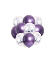 Gümüş Konfetili Krom Mor Balon Seti 10 Lu