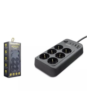 Showmax SH4630 Akım Korumalı Uzatma Kablosu 6 Priz + 2 USB + 2 Type-C