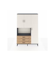 Arges Dolap 7 Raflı 3 Çekmeceli 3 Kapaklı 132x30x195 Antrasit-Aytaşı/Çam